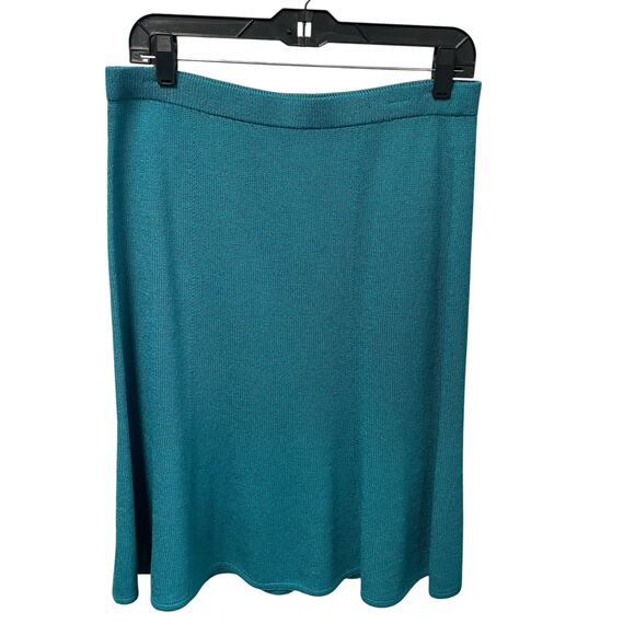 St. John Collection Turquoise Santana Knit Pull On Flared Knee Skirt Womens 6 - Picture 1 of 4